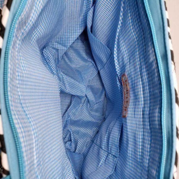 LAR LAR Quilted Diaper Bag Zebra PrInt w/Turquoise Blue Bow Accents NEW w/TAG - Picture 5 of 5